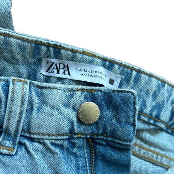 Zara High waist Rise Blue Tattered mom jeans - Picture 7 of 10